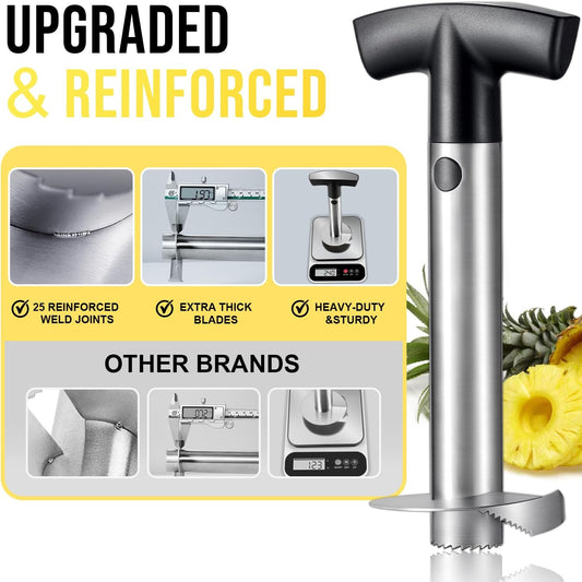 Pineapple Corer and Slicer, Heavy-Duty Stainless Steel Reinforced Thicker Blade Easy-to-Use Pineapple Core Remover & Peeler Tool