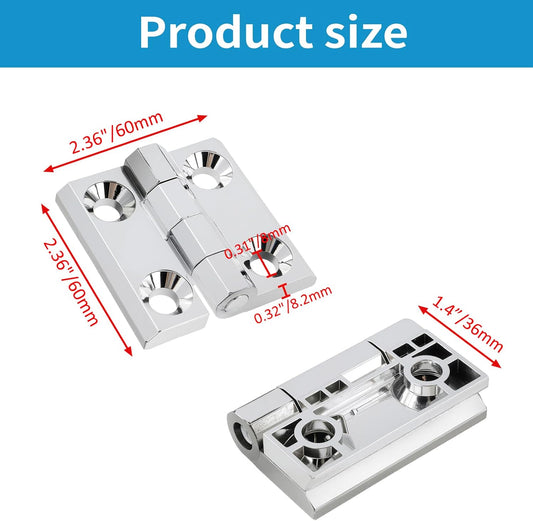 Butt Hinge Zinc Alloy Door Hinge Polished Chrom Silver Residential Bed Room Hinge for Doors Hardware 2.36" x 2.36" -2pcs