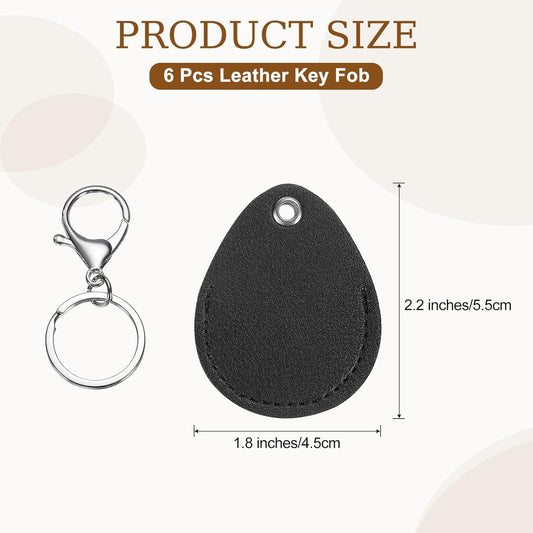 6pcs Leather Key Fob, PU Leather Car Keychain Blanks Key Holder with Key Rings for Key ID Cards DIY Laser Engraving
