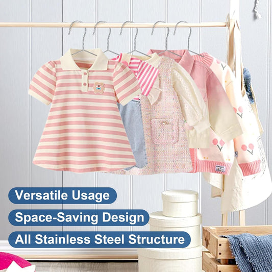 20 Pack Silver Stainless Steel Kids Hangers, Space-Saving Non-Slip, Perfect for Baby, Toddler & Kids' Clothes