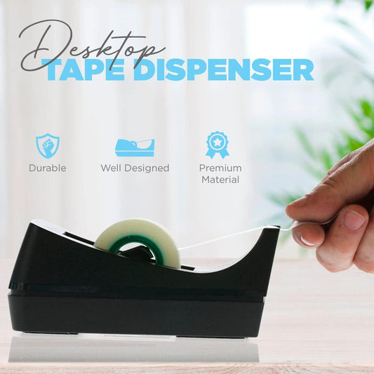 2 Pack Black Tape Dispenser Heavy Duty Desktop Holder with Anti-Slip Base for Office Home School Gift Wrapping (Tape Not Included)