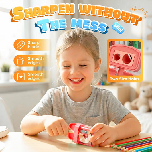 4 Pcs Pencil Sharpeners with Lid, Dual Holes Handheld Pencil Sharpener, Compatible with Standard and Jumbo Pencils, Compact Cute Sharpener for School, Home and Office (Set)