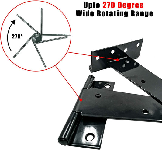Heavy Duty T Hinge Tee Hinge T Strap Hinge Shed Hinge Gate Hinge Barn Hinge Fence Hinge Door Hinge Wrought Rtproof All Size Black (4 pcs, 8 inch