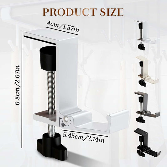 Headphone Stand, Purse Hook for Table, Foldable Space-Saving Headphone Bag Holder, Multifunctional Desk Hooks with Adjustable Clamp-On Design, Office, Dormitory, Home Accessories (black, 2pcs)