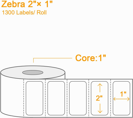 ć15600 Labels/12 Rollsć 3-Proof 1" Core 2" x 1" Direct Thermal Label (51mm x 25mm) Multipurpose Shipping Address Barcodes Labels Compatible for Zebra & Rollo Desktop Label Printer