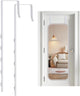 Over-The-Door Mirror Hanger, Adjustable 13.6 in Door Mirrors Hanger with Protective Lining, Prevent Scratches, 2 Pcs Mirrors Brackets Perfect Height and Fit (Mirror Not Included) - White