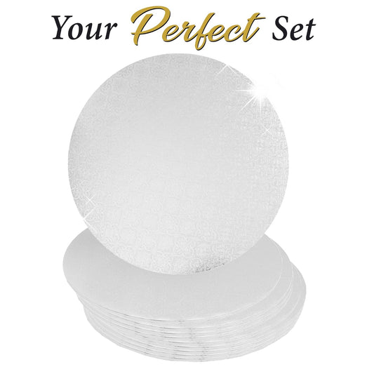 White Wraparound Cake Pastry Round Drum Board 1/4 Inch Thick, 12 Inch Diameter - Pack of 10