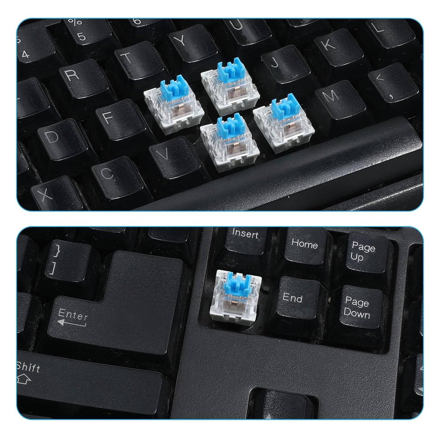 Keyboard Switches, 50 Pcs 3 PIN Blue Keyboard Clicker Replacement Dustproof Mechanical Keyboards Switches for Most Gaming Keyboards