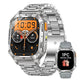 Smart Watch with Bluetooth Calling - Square Screen Fitness Tracker with 1400mAh Battery 8-10 Days Use - Waterproof Smartwatch for Men - Silver Steel