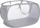 Mesh Collapsible Laundry Basket with Pockets and Reinforced Carry Handles, Foldable Dirty Clothes Pop up Laundry Hamper for Dorm Bathroom Bedroom Travel Dorm Camping (1, Grey)