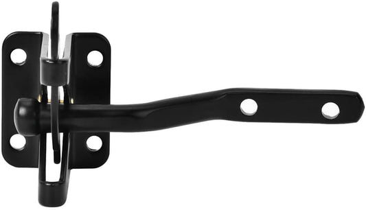 Self-Locking Gate Latch - Post Mount Automatic Gravity Lever Wood Fence Gate Latches with Fasteners/4.7 Inch Black Finish Steel Gate Latch to Secure Pool& Yard