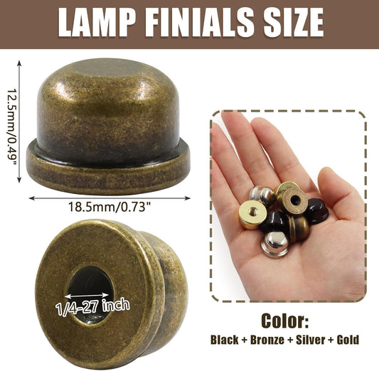Biaungdo 8 Pack Metal Lamp Finial Cap Knob, Lamp Shade Screw Cap Top Lamps Decoration for Lamps Shade Holder, 1/4-27 Inch, 4 Colors