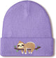 Sloth Beanie Winter Purple Hat or Women Cute Sloth Knitted Cap Winter Crochet Hat Gits or Women Animal Lovers
