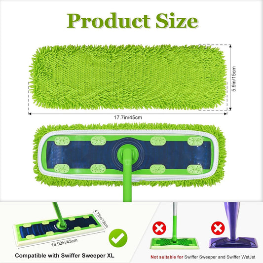 XL Mop Pads Compatible with Swier XL Sweeper, X-Large Dry Sweeping Cloths, XL Wet Pads Reills, Reusable Washable Microiber Heavy Duty Wet Mopping Cloths or Hardwood loor Cleaning, 4 Pack