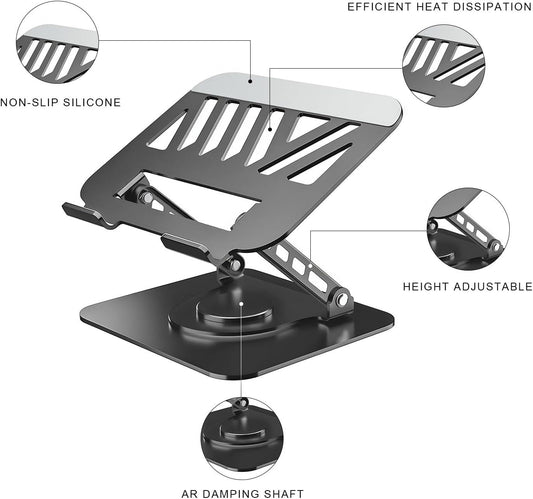 Adjustable Laptop Stand or Desk, Dual oldable Computer Riser with Heat-Vent, Ergonomic Sit to Notebook Holder Convertor, Compatible with All 10-16" Laptops, Tablets, Black