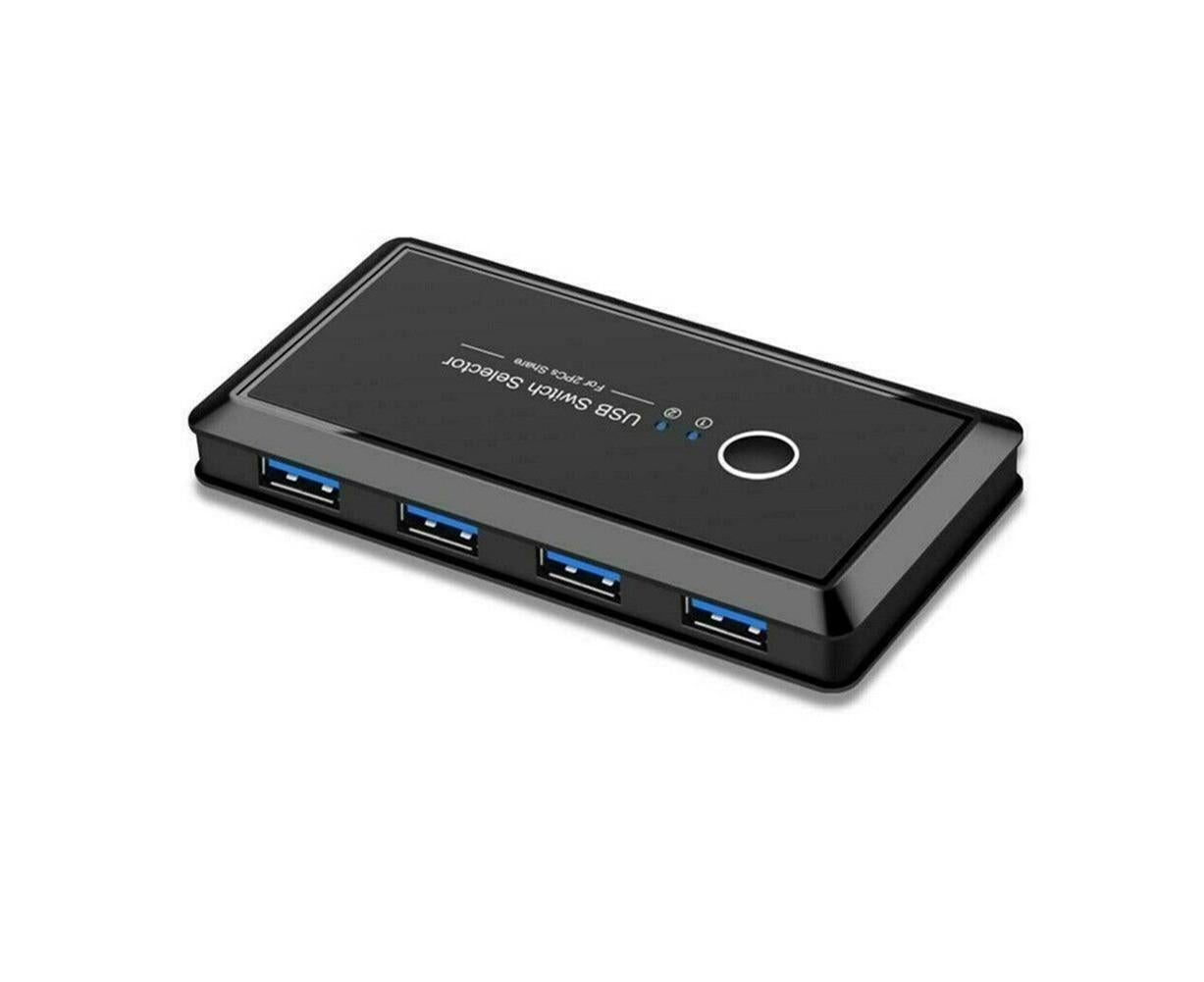 4 USB 2.0 Output Port Computer Sharing Hub Switcher Selector for Mac Chrome OS - Black