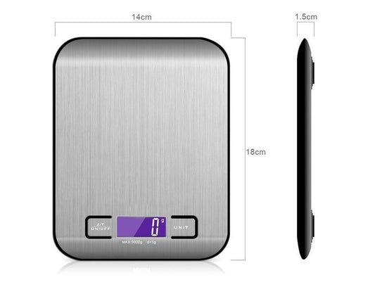 Rechargeable stainless steel electronic weighing kitchen electronic scale 5kg household food scale small gram called baking kitchen scale