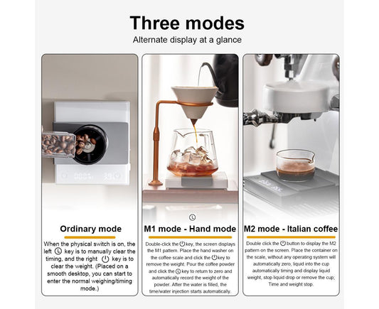 Mini Coffee Scale with Timer, 2kg/0.1g Accurate 3 Modes Type-C Rechargeable Portable Digital Scale for Espresso and Pour Over Coffee with