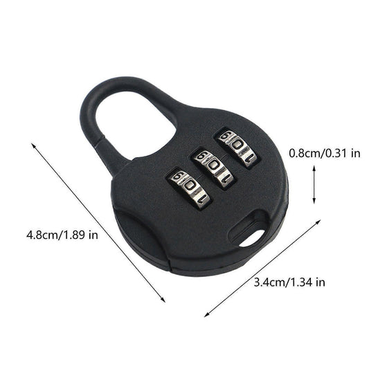 Black 3-Digit Combo Padlock - Drawer & Luggage Lock for Home