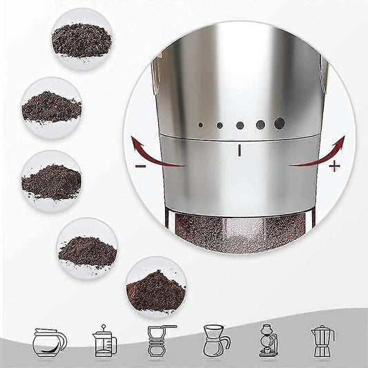 Manual Coffee Grinder - Foldable Hand Crank, Stainless Steel, Adjustable, Portable