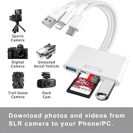 5-in-1 USB OTG Memory Card Reader Adapter, SD TF Card Reader Combo