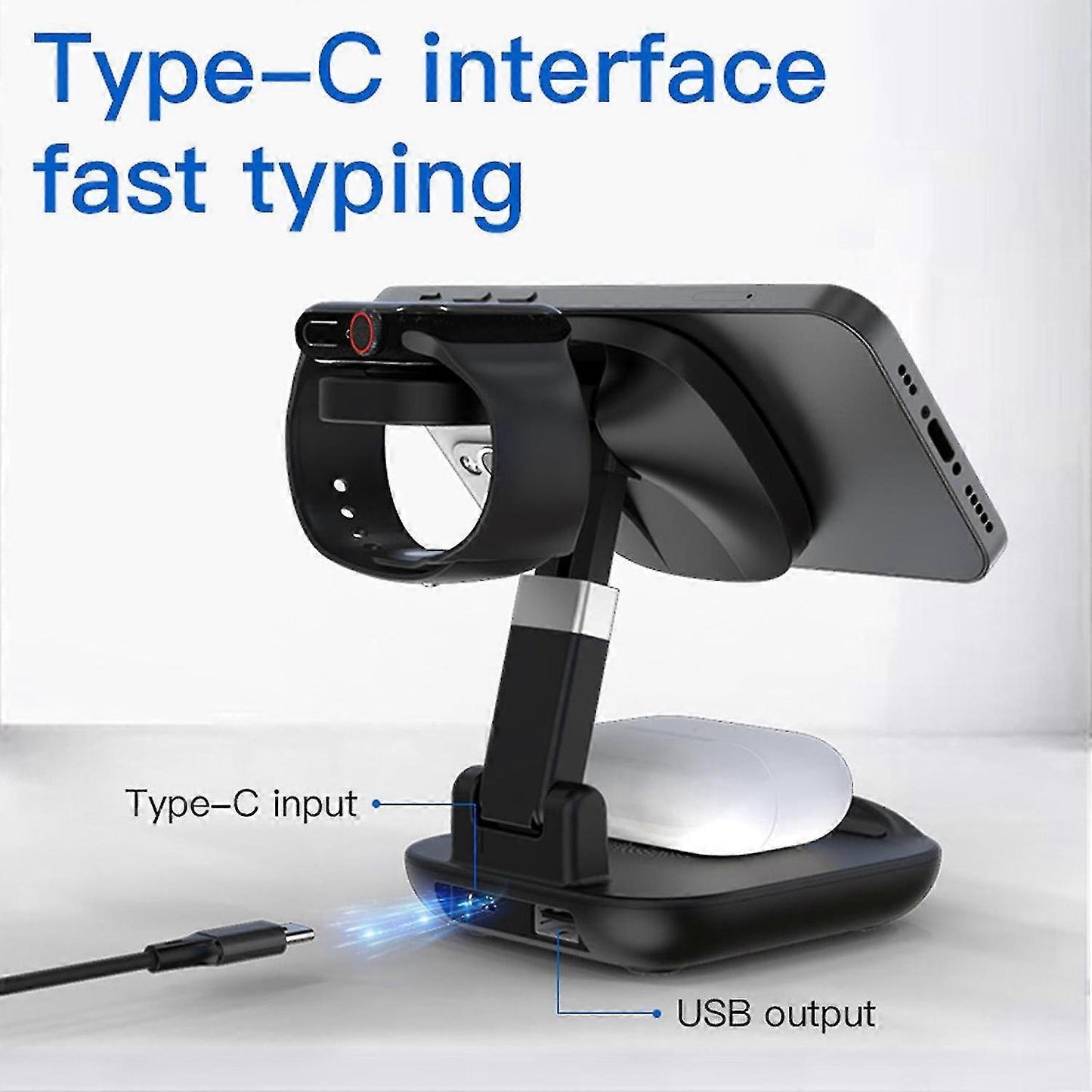 Foldable 3-in-1 Wireless Charging Station, 15W Charger