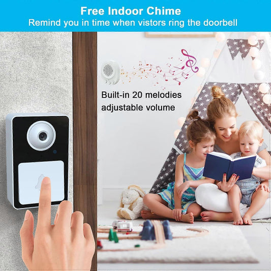 Wireless Video Doorbell Camera with Chime, Rechargeable Cordless Smart Doorbell