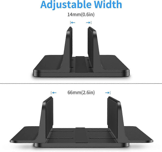 Vertical Aluminum Laptop Stand, Adjustable Desk Holder, Black