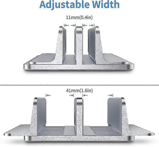 Double Vertical Aluminum Laptop Stand, Adjustable Desk Holder