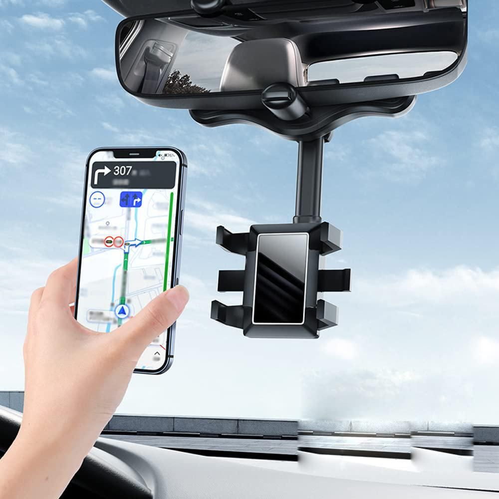 360 Rotatable and Retractable Car Phone Holder Multifunctional Rearview Mirror Phone Holder Universal Phone Mount