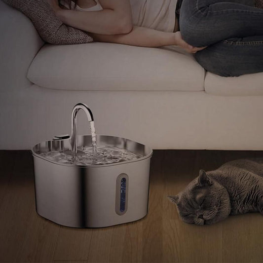 USB 2.2L Stainless Steel Pet Water Fountain for Cats and Small Dogs