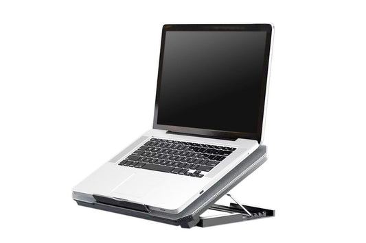 Laptop Cooling Pad Adjustable Height Cooling Stand with Adjustable Height 2 USB Ports Dual Turbine Fans - Silver