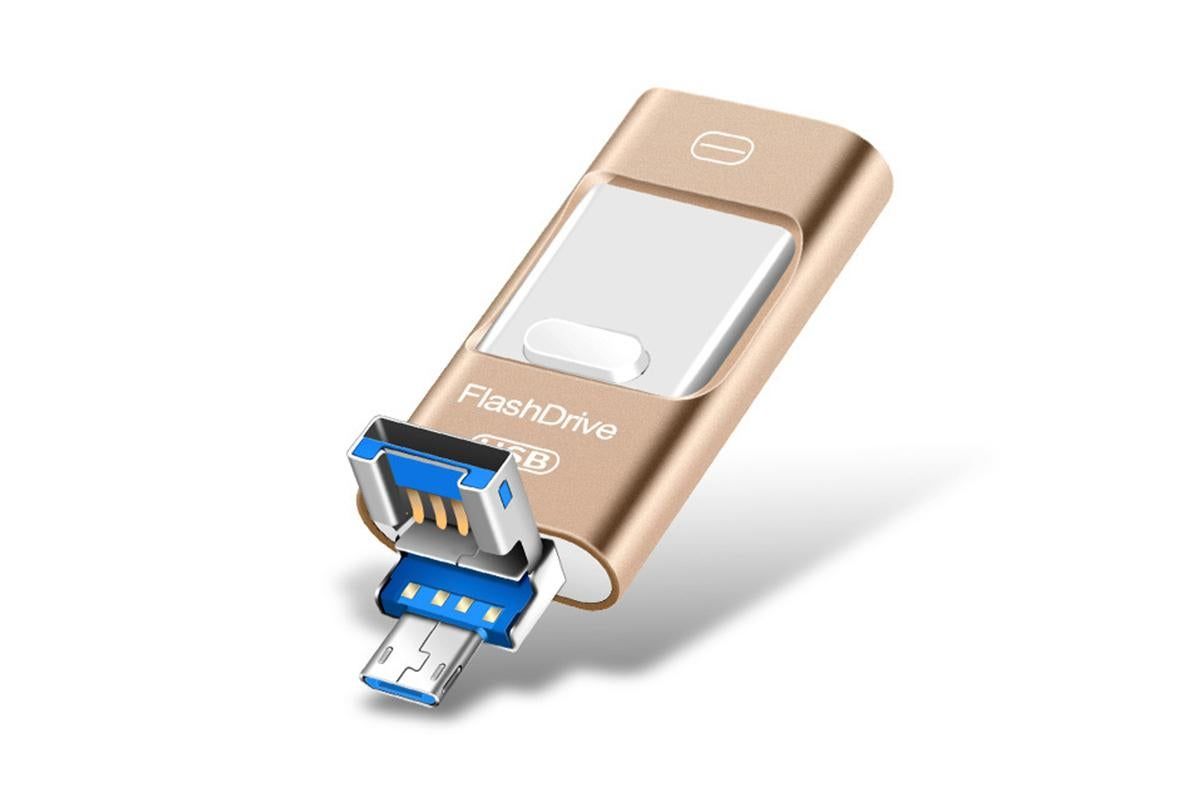 128GB Flash Drive 3 in 1 USB 3.0 Type C External Storage Device for iPhone iPad Android Phone and Computer - Silver