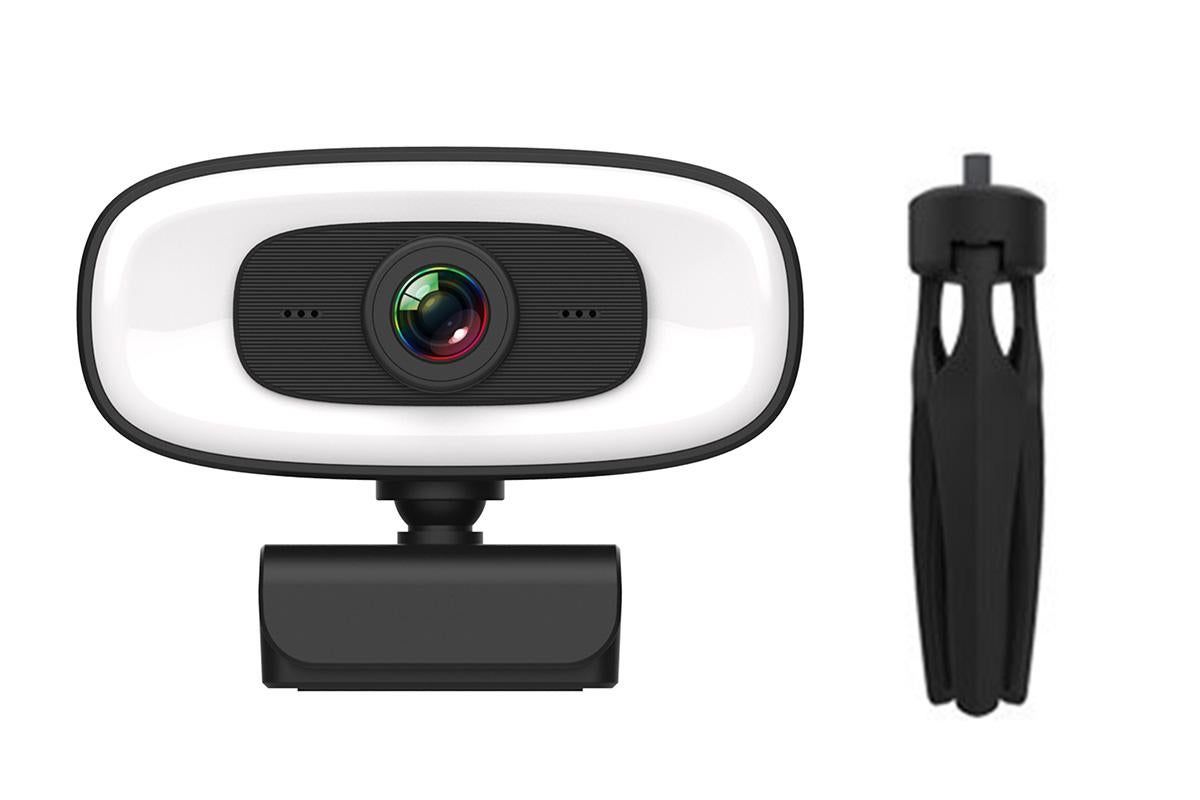 4K Webcam with Ring Light Built in Microphone and Tripod for Video Conferencing