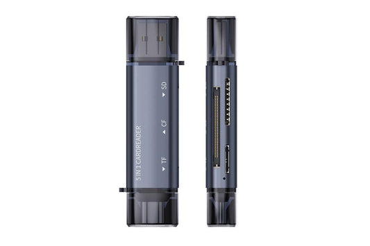 USB C SD Card Reader 5- in-1 Memory Card Reader for CF SD TF
