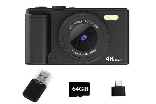 4K Digital Camera Flip Screen Autofocus for Vlogging and Photography Beginners - Black