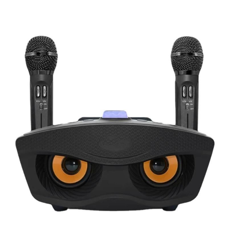 Wireless Bluetooth Karaoke Speaker with 2 Microphone Home KTV Set Grey