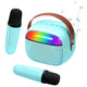 Mini Karaoke Machine with 2 Wireless Microphones Portable Bluetooth Speaker Singing Machine Blue