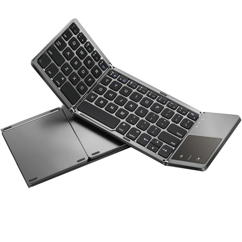 Foldable Bluetooth Keyboard with Touchpad Full-Size Travel Keyboards for Windows iOS Android-USB-B Interface