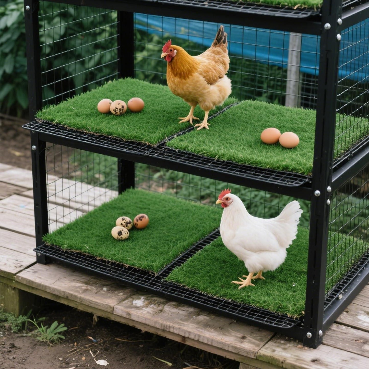 Chicken Nesting Pads 12 Pack Washable Artificial Grass Egg Mats 12x12 Inch Green