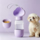 All-in-One Water and Food Pet Travel Cup 350ml Water + 200ml Food Storage Pet Outdoor Water Bottle - Purple