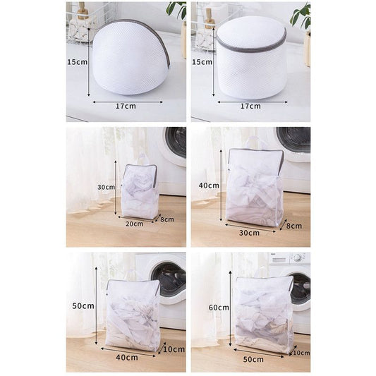 Handheld Mesh Laundry Bag Set, 6 Pcs Thick Polyester Washing Bags with Protective Zipper & Bra Protection Bags, for Clothes, Bedding, Lingerie