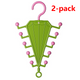 2-Piece V-Shaped Double-Sided 10-Hook Hanger Organizer, Stackable Multi-Purpose Storage Rack for Hats, Scarves, and Belts—Green