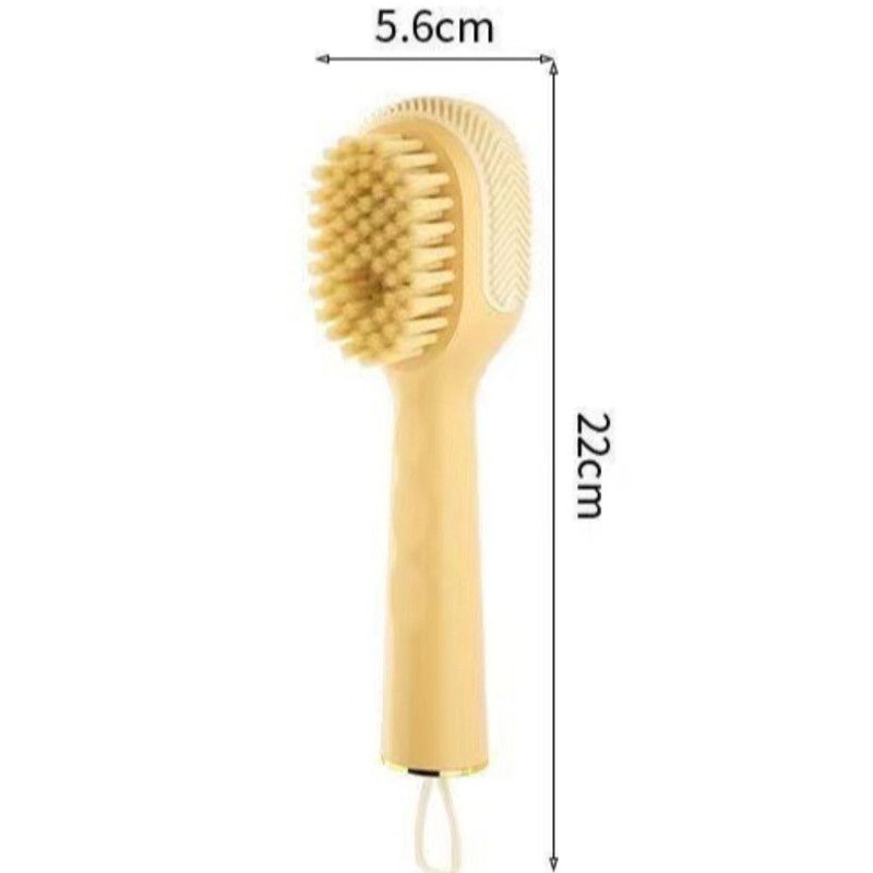 Refillable Liquid Shoe Brush, Soft-Bristle Press-Discharge Laundry Brush for Cleaning Shoes and ClothesâYellow