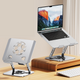 All-Metal Laptop Stand, Football-Shaped Hollow Cooling Dual-Bar Height-Adjustable Riser, Fits Laptops 10β17.3 IN β Silver