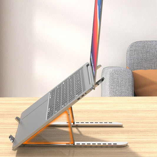 10-Gear Adjustable Aluminum Foldable Laptop Stand, Hollow Cooling Double Triangle Stable RiserâBlack