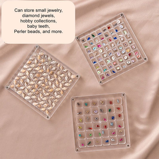 Acrylic Magnetic Seashell Display Box,Clear Sea Shell Display Box,Beach Magnet Storage Organizer Case for Seashell Diamond Beads,100 Grids,Transparent,1 Pack