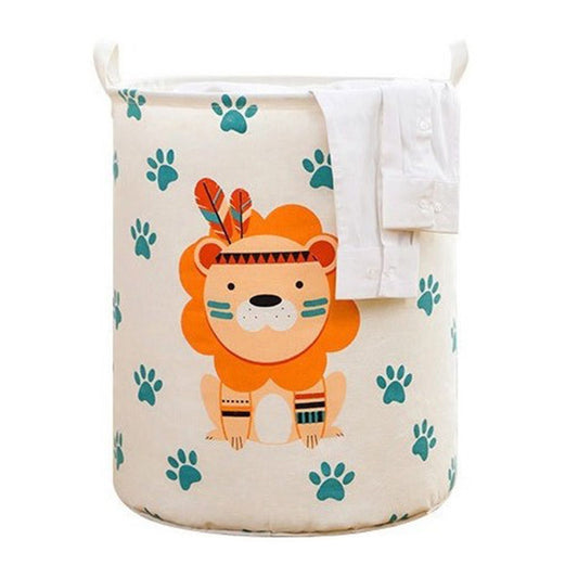 Dirty Laundry Basket Foldable Clothes Toys Sundries Basket Home Toilet Bathroom Storage Bucket Lion 100L