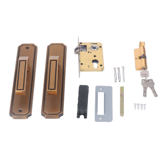 Front Exterior Door Handle Lockset Aluminum Alloy Silent Home Door Handle Lock with Keys for Bedroom Hotel Balcony