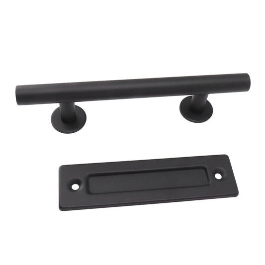 Sliding Barn Door Handle Black Carbon Steel Barn Door Handle for Cabinets Wardrobes